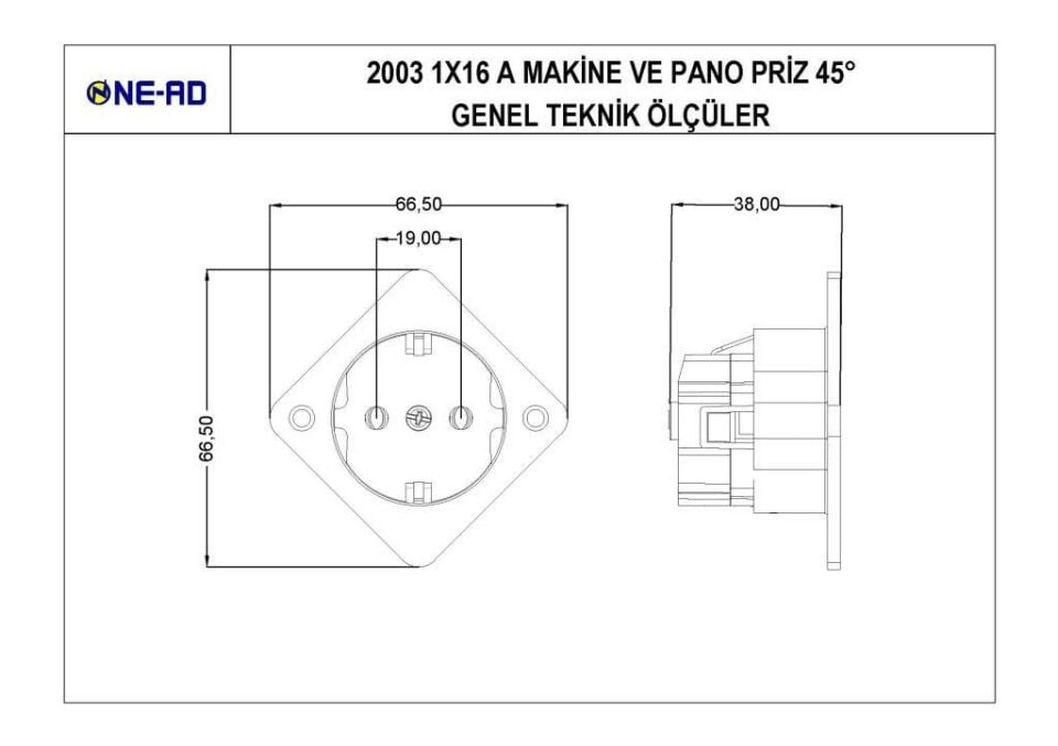 Ne-Ad Makine ve Pano Prizi 1*16A 2003
