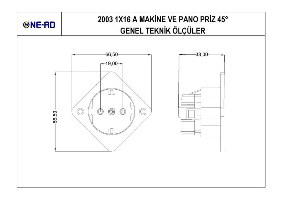 Ne-Ad Makine ve Pano Prizi 1*16A 2003