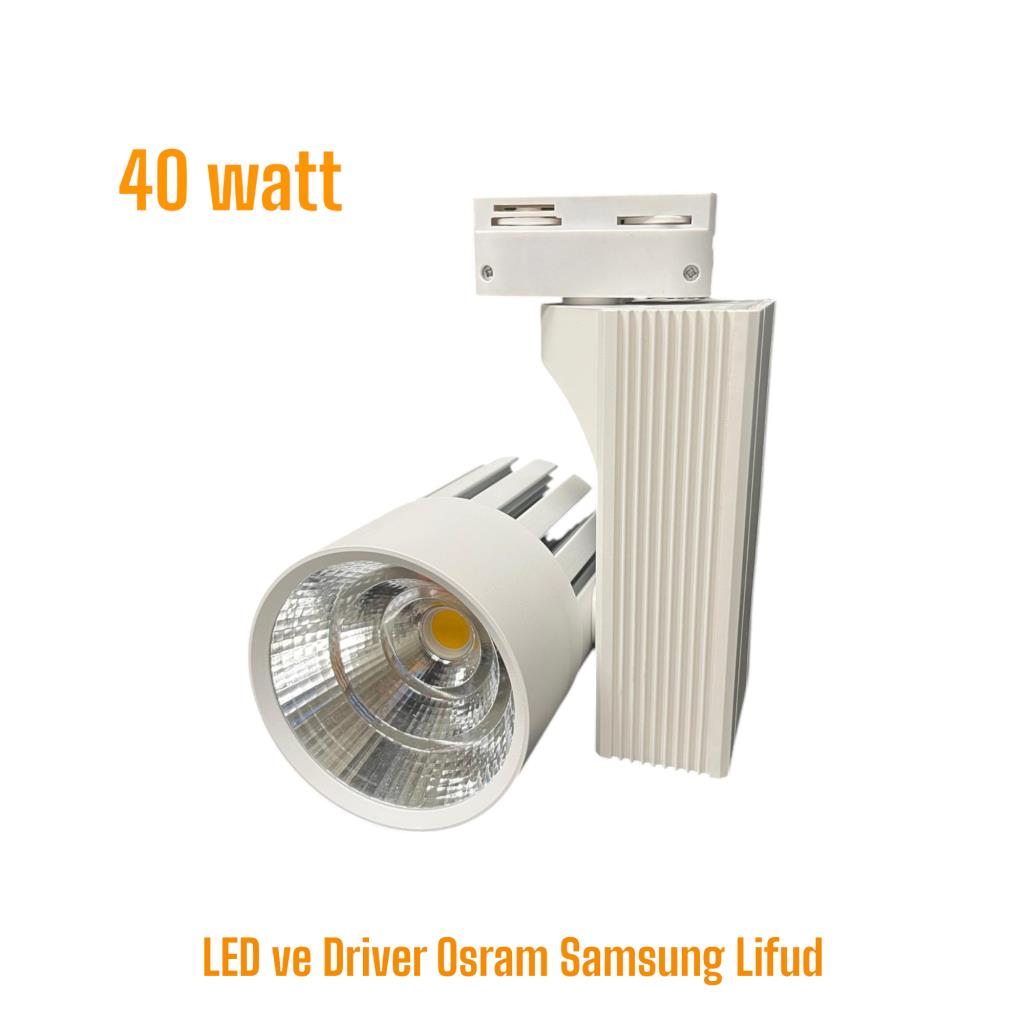 40 Watt Ledli Ray Spot Beyaz Kasa 6500K Beyaz Işık