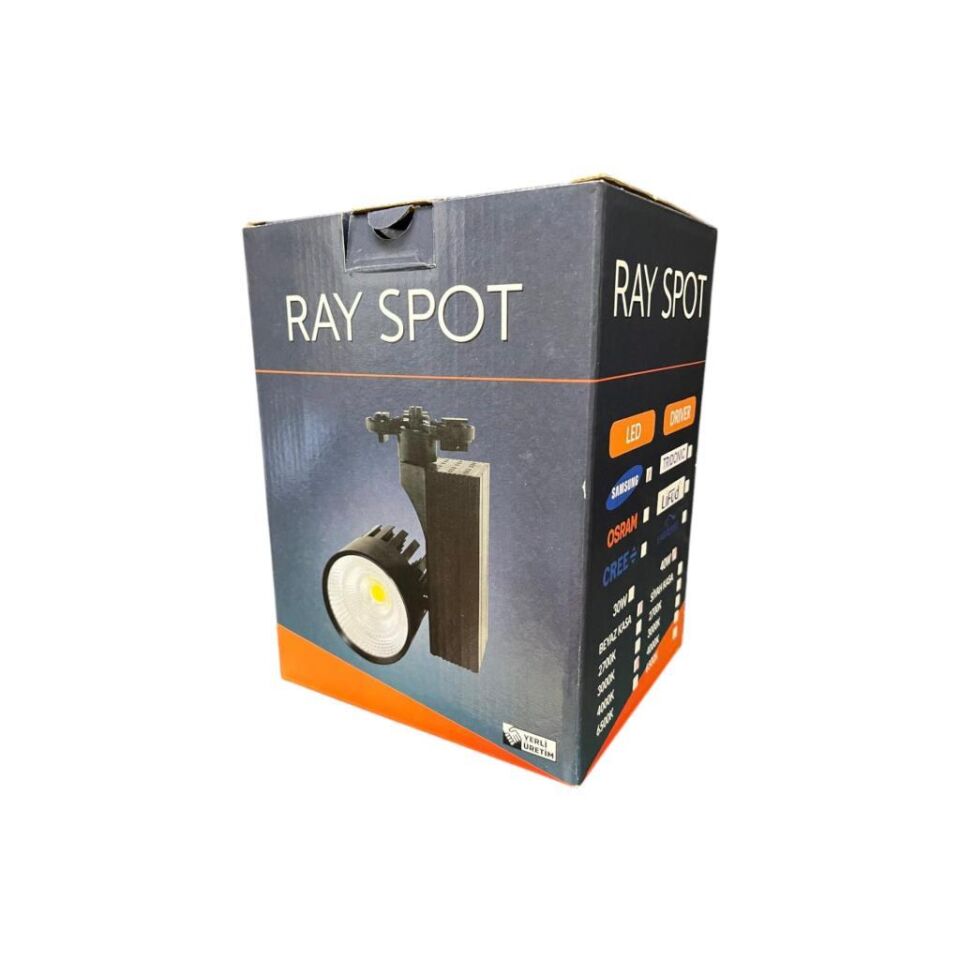 40 Watt Ledli Ray Spot Siyah Kasa Beyaz Işık  6500K