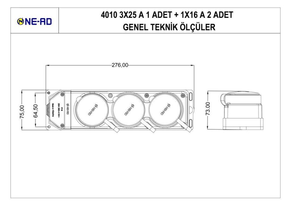 Ne-Ad Kauçuk 1 Trifaze - 2 Monofaze Grup Priz 4010