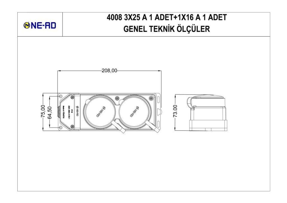 Ne-Ad Kauçuk 1 Trifaze - 1 Monofaze Grup Priz 4008