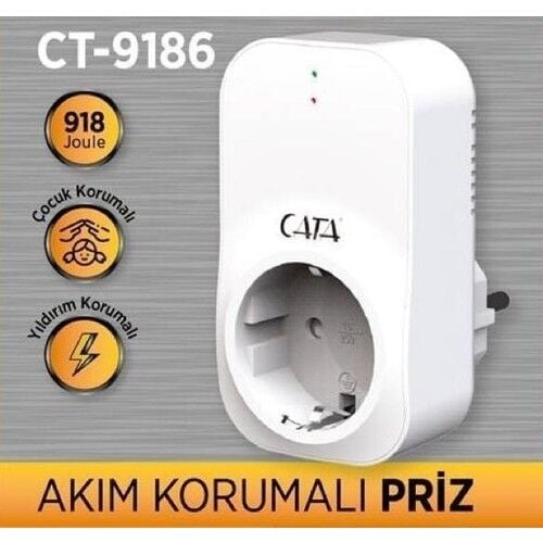 Cata Ct 9186 Akım Korumalı Priz Tekli Beyaz