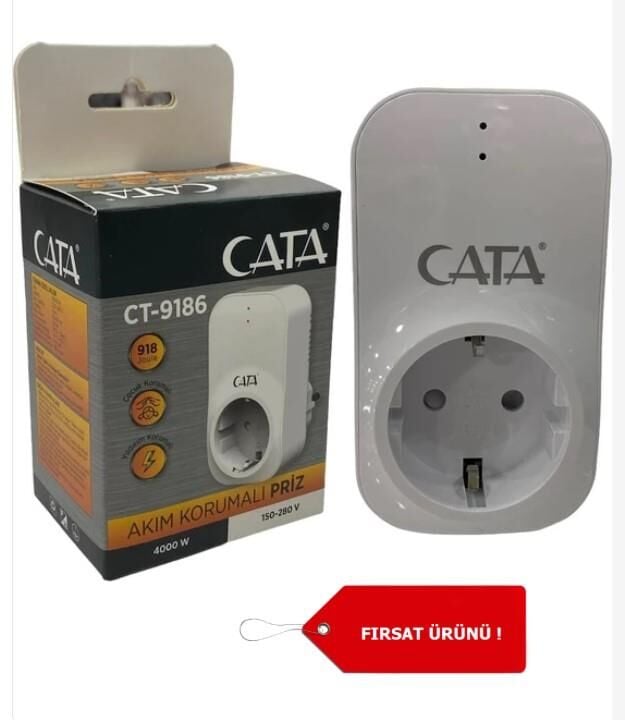 Cata Ct 9186 Akım Korumalı Priz Tekli Beyaz