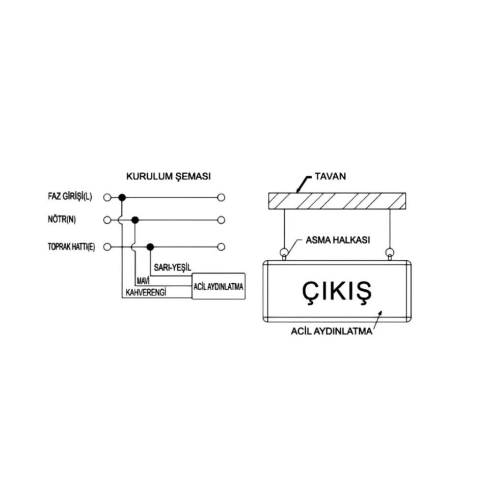 Cata 9167 Exıt Acil Çıkış Yönlendirme Armatürü Çift Yönlü Ledli Şarjlı