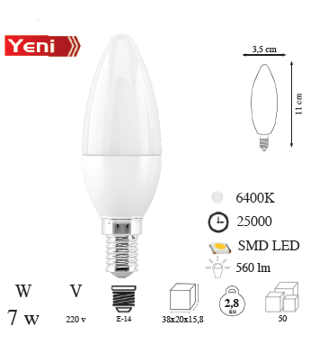 CATA CT-4079G Ledli Buji Ampul 7 Watt Günışığı