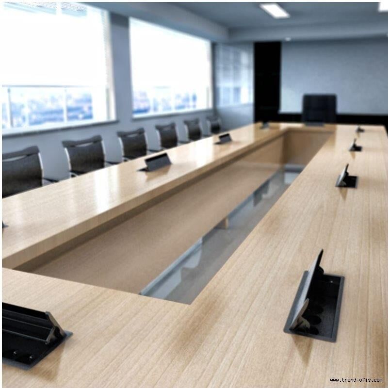 Masa Üstü Aluminyum Priz Kutusu 2 Priz + 1 Data Priz