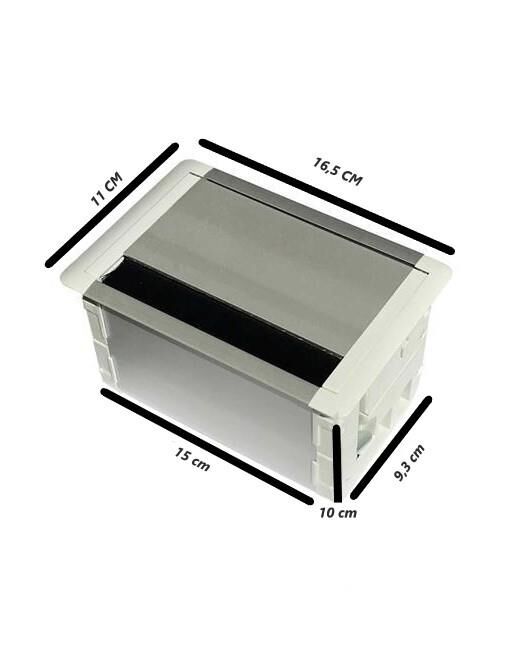 Masa Üstü Aluminyum Priz Kutusu 2 Priz + 1 Data Priz