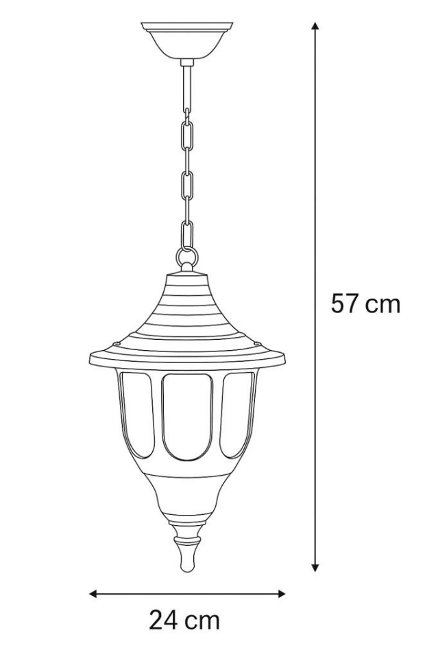 Şanlı 837 Bahçe Aydınlatma Sarkıt Aplik – 24x57 cm, E27 Duy, Polikarbon Camlı, ABS Plastik Gövde, Dış Mekân Avize