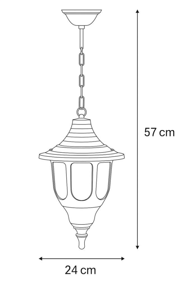 Şanlı 837 Bahçe Aydınlatma Sarkıt Aplik – 24x57 cm, E27 Duy, Polikarbon Camlı, ABS Plastik Gövde, Dış Mekân Avize