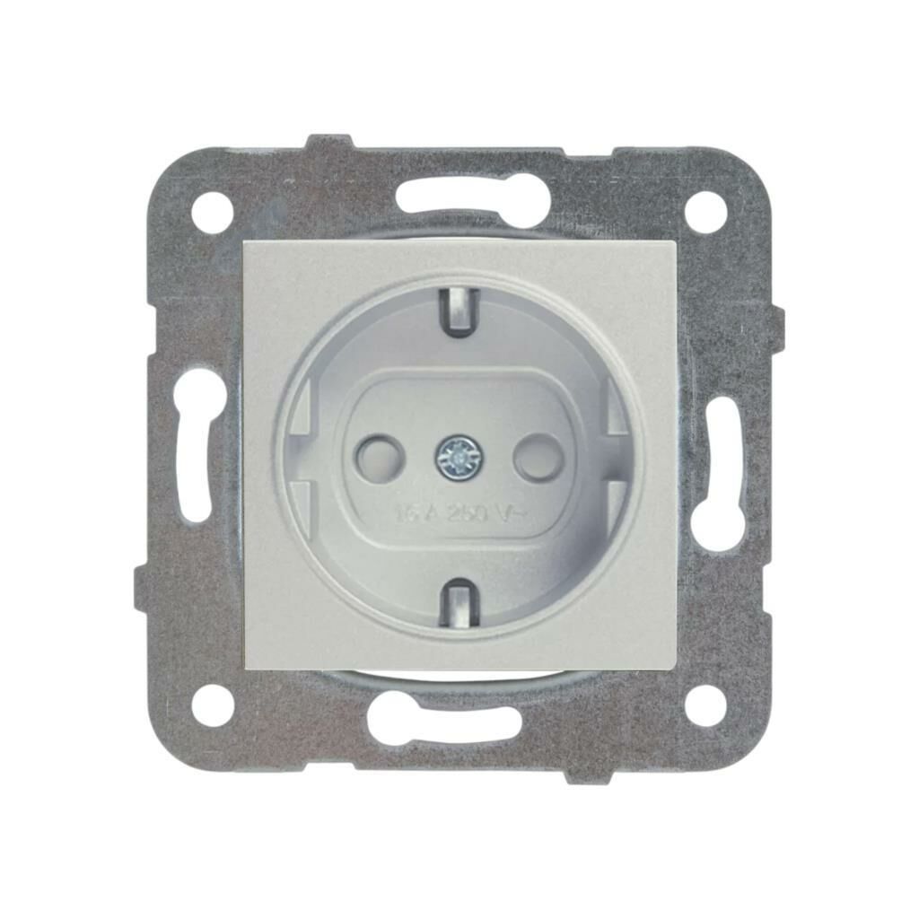 Viko Novella Gümüş Topraklı Priz Kapak+Mekanizma (Çerçeve Hariç)