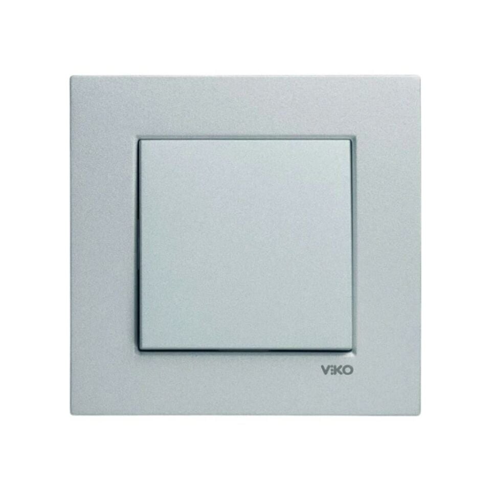 Viko Novella Gümüş Tekli Anahtar Düğme+Mekanizma (Çerçeve Hariç)