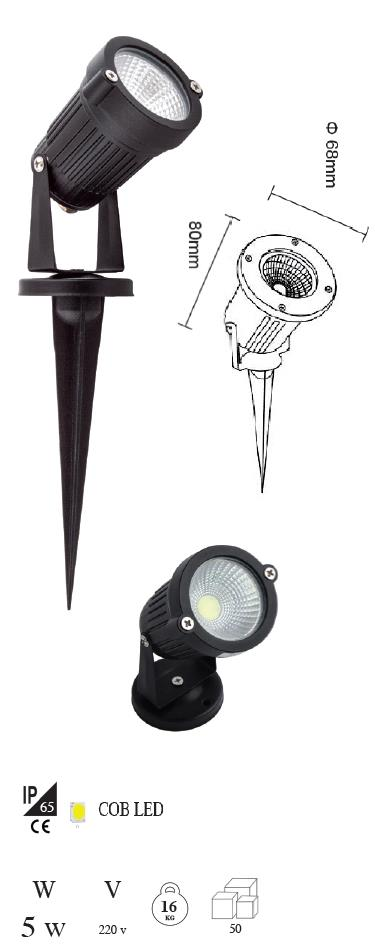 CATA 5 Watt Kazıklı Çim Armatürü Günışığı CT-7300