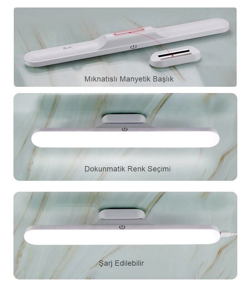 Cata Martı Mıknatıslı Kabin Makyaj Tıraş Led Işık USB Şarjlı Kablosuz Led Lamba Cata CT-5249