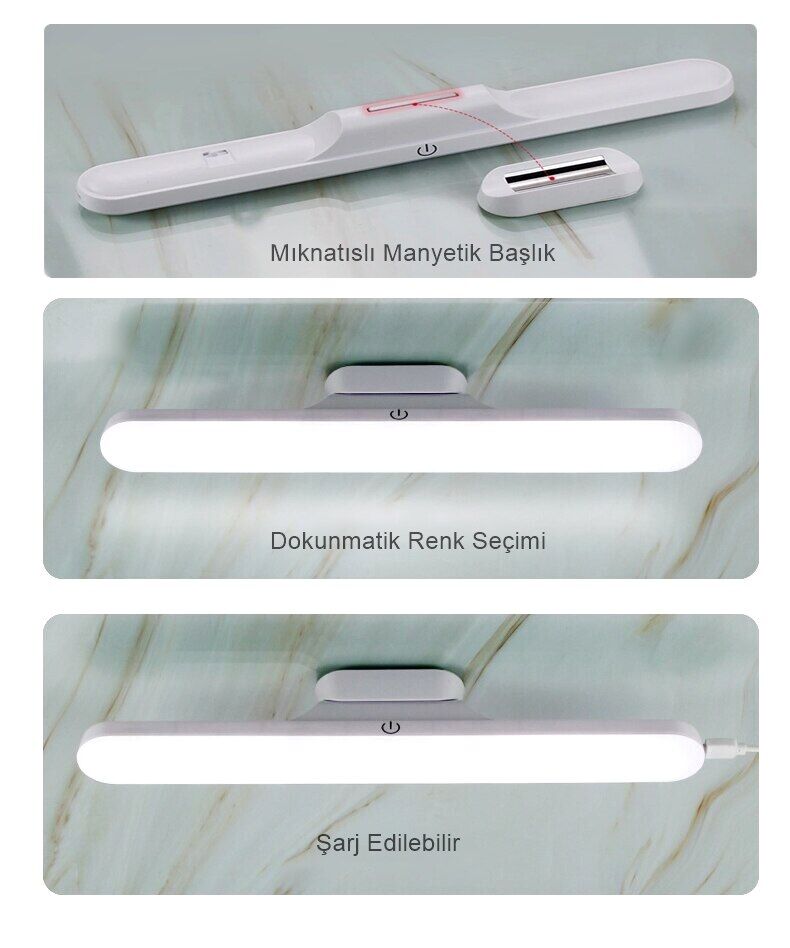 Cata Martı Mıknatıslı Kabin Makyaj Tıraş Led Işık USB Şarjlı Kablosuz Led Lamba Cata CT-5249