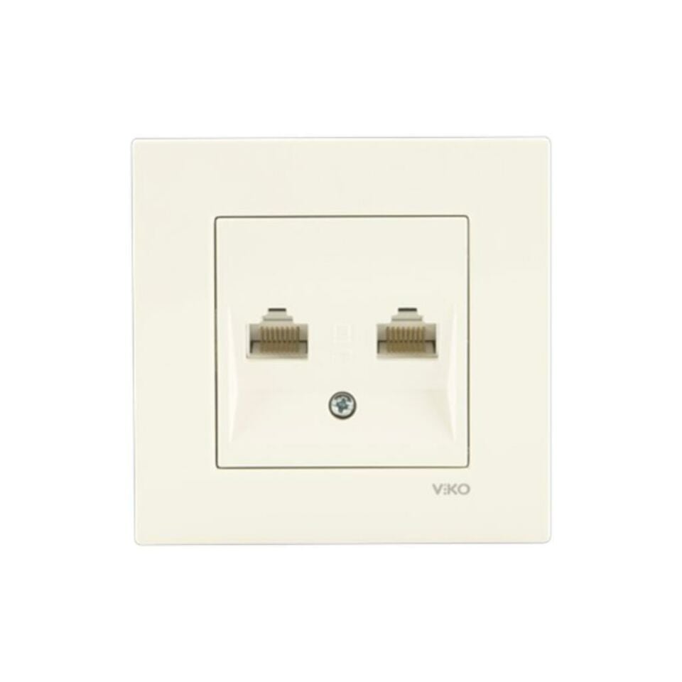 Viko Karre Krem İkili Data Prizi Cat6+Cat6 Çerçeve Dahil