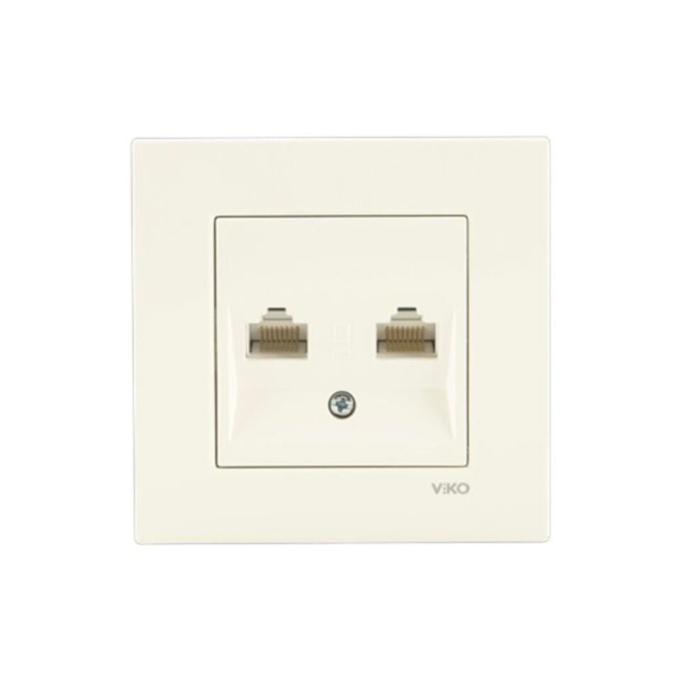 Viko Karre Krem İkili Data Prizi Cat5+Cat5 Çerçeve Dahil