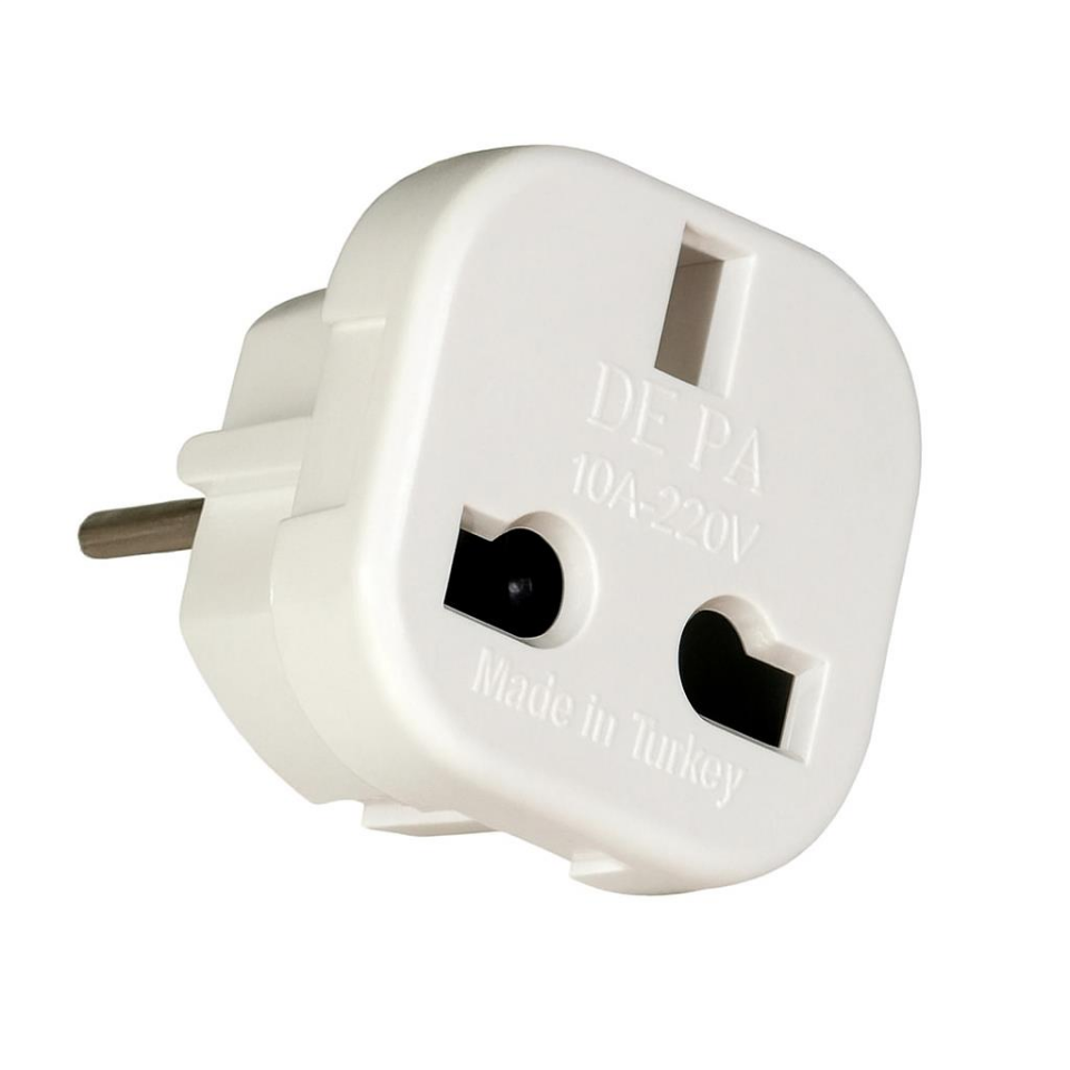 De-pa İngiliz Fiş Priz Dönüştürücü Adaptör – 1 Adet, Type G’den Type C/F, 10A 220V, Yerli Üretim (11108)