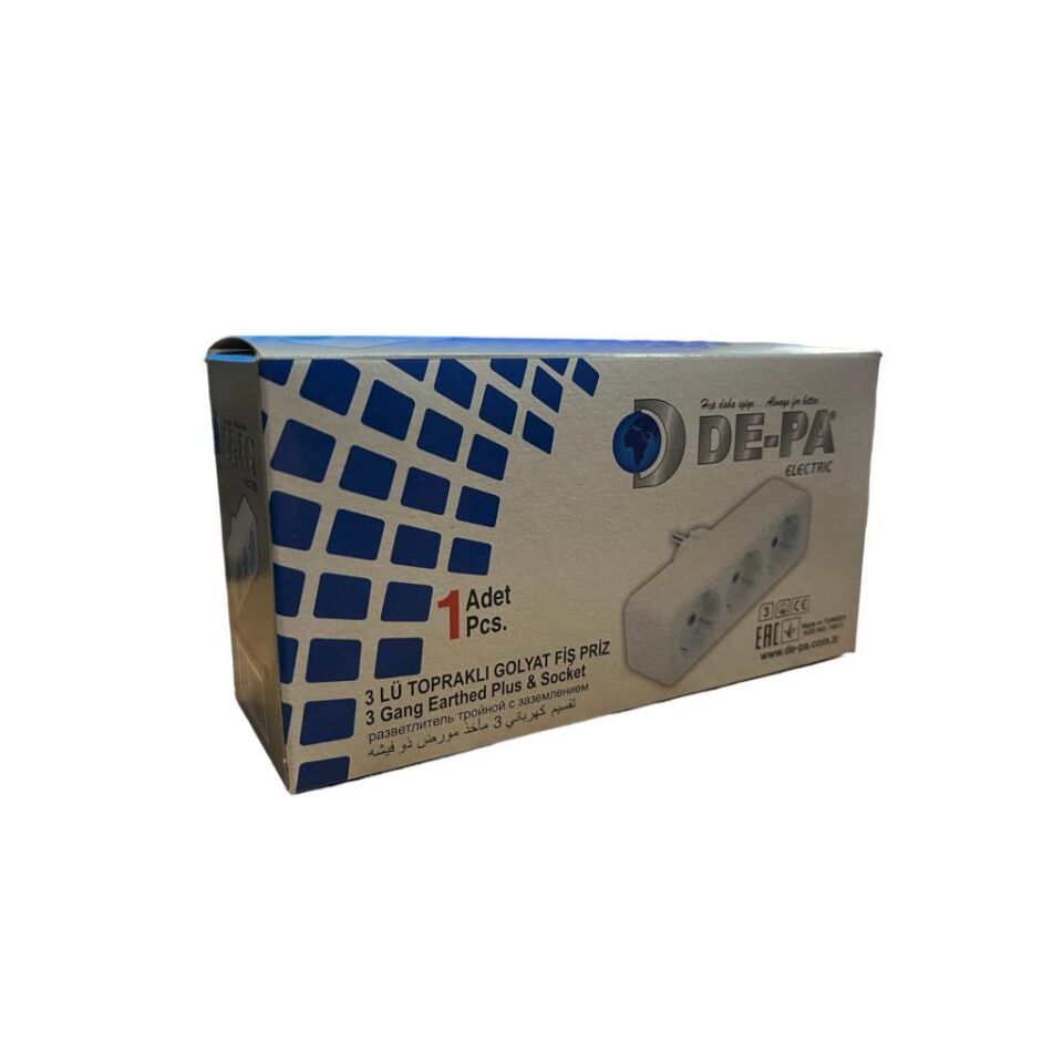 De-Pa Üçlü Topraklı Golyat Fiş Priz Çoğaltıcı