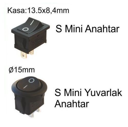 Mini Anahtar On/Off  Yuvarlak Siyah