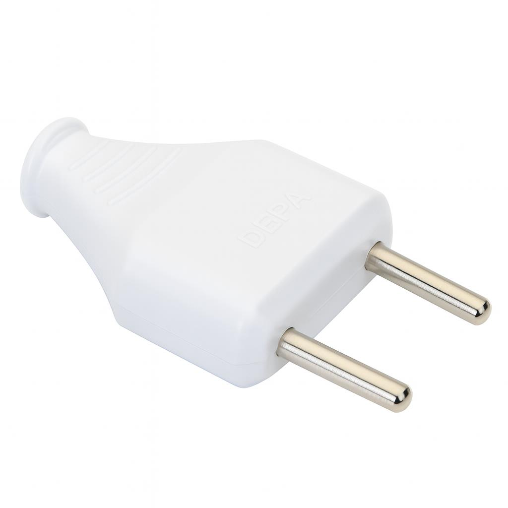 De-Pa Yassı Erkek Fiş Topraksız 10A 220V Sarı Kontaklı | Yerli Üretim Elektrik Fişi