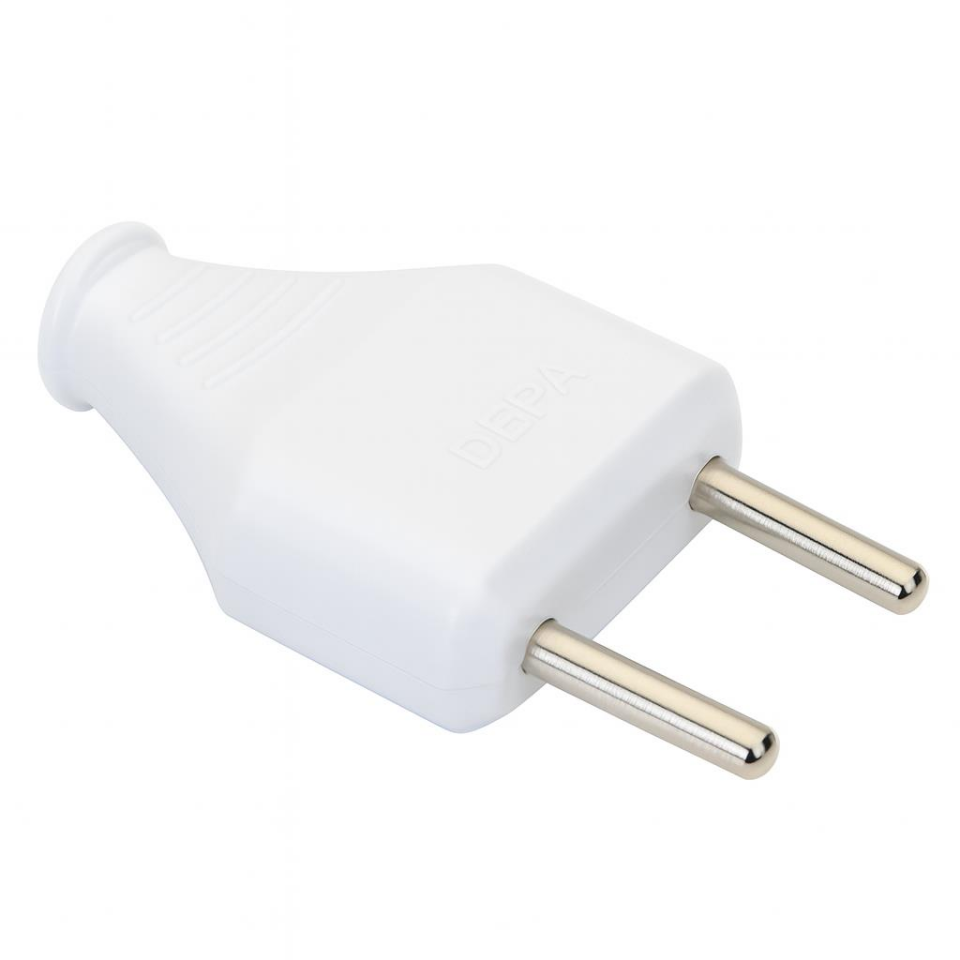 De-Pa Yassı Erkek Fiş Topraksız 10A 220V Sarı Kontaklı | Yerli Üretim Elektrik Fişi