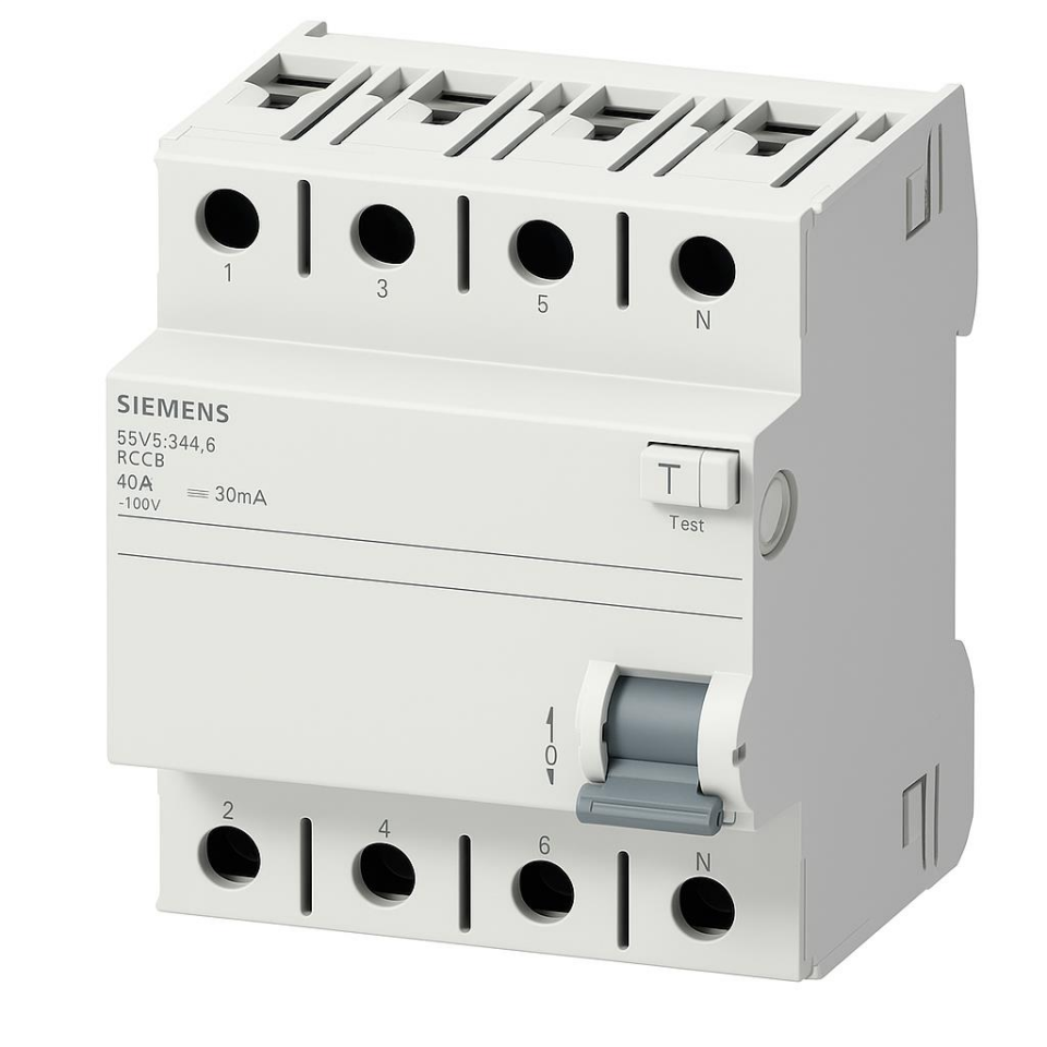 Siemens 5SV5344-6 RCCB 40A 30mA 4 Kutuplu Kaçak Akım Koruma Rölesi - Type A