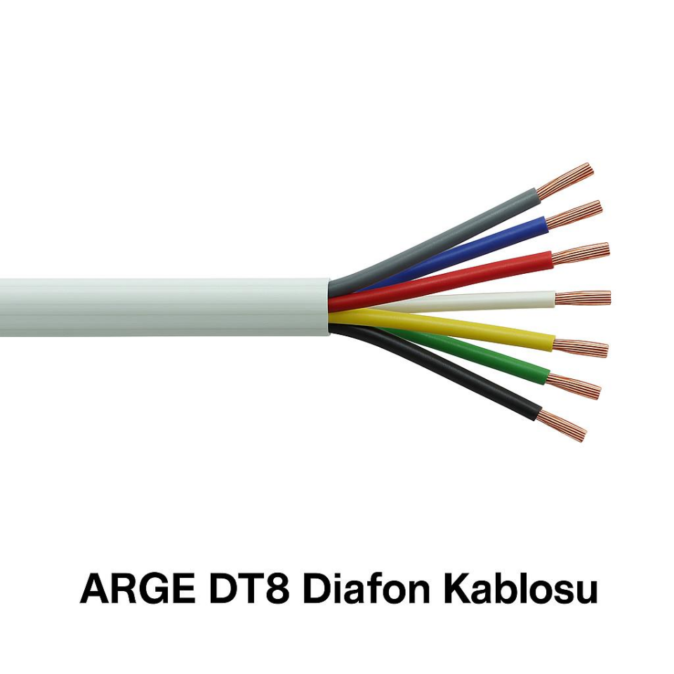 ARGE DT-8 Diafon Kablosu 100 Metre – 8x0.22 mm CCA Aluminyum Tel – İç Tesisat, Ses ve Diafon Sistemleri İçin