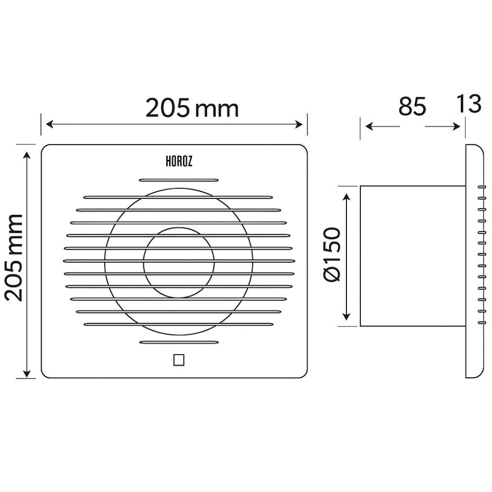 Horoz 15 cm (150’lik) Aspiratör | Banyo, Mutfak, WC Fanı | Duvar Tipi Sessiz Havalandırma Cihazı | Yüksek Debili Hava Tahliyesi