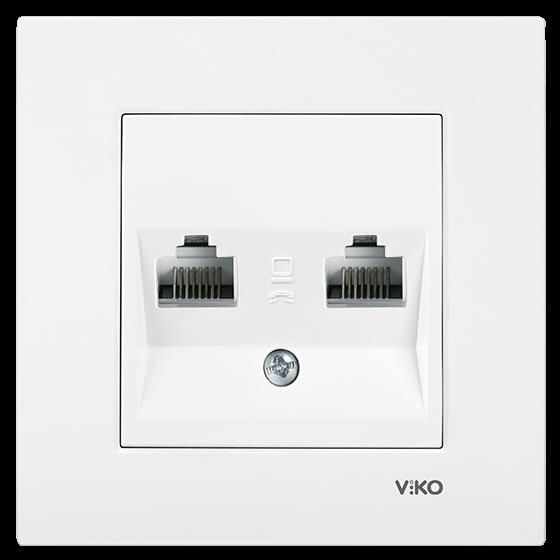 Viko Karre Beyaz Data Prizi İkili Cat6+Cat6 Çerçeve Dahil