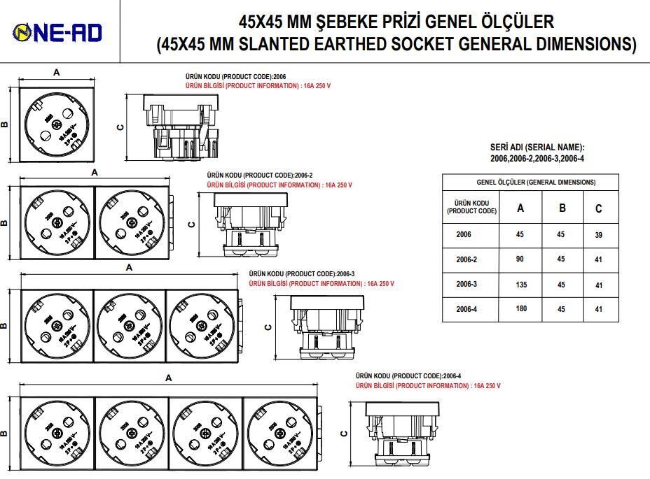 Ne-Ad 45x45 mm 2'li Ups Kanal Prizi 2007-2
