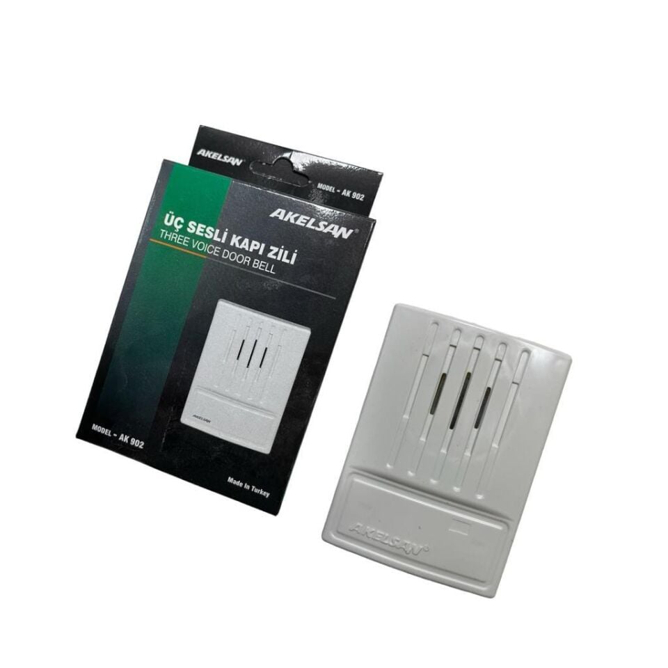 Akelsan Kanarya 3 Sesli Kapı Zili AK-902 – 12V Zil Trafosu ile Uyumlu