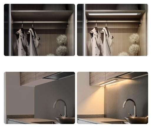 CATA KABLOSUZ GÜNIŞIĞI LED GECE LAMBASI HAREKET SENSÖRLÜ FOTOSELLİ DOLAP TEZGAH MAKYAJ TRAŞ ŞARJLI LED BANT ARMATÜR 40CM