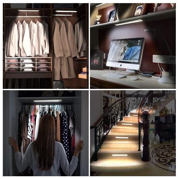 CATA KABLOSUZ GÜNIŞIĞI LED GECE LAMBASI HAREKET SENSÖRLÜ FOTOSELLİ DOLAP TEZGAH MAKYAJ TRAŞ ŞARJLI LED BANT ARMATÜR 40CM