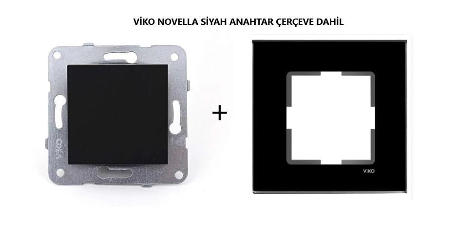 VİKO Novella Siyah Anahtar | Sıva Altı | 10A 250V | Çerçeve Dahil | IP20