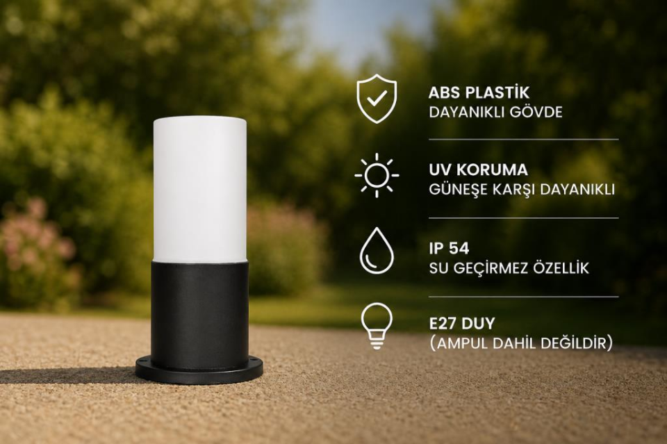 Zita 270 Galata Bahçe Armatürü Set Üstü Aydınlatma IP54 ABS Plastik UV Dayanımlı E27 Duy