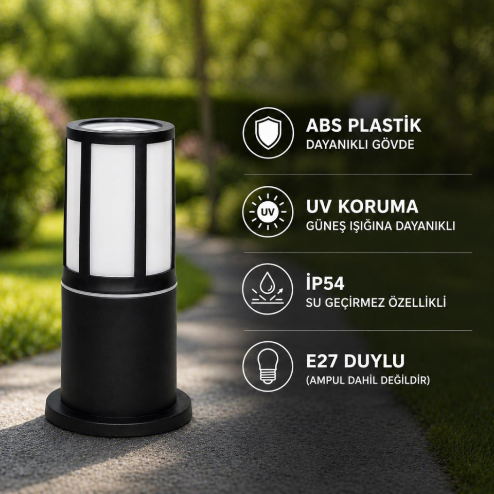 Zita 270K Galata Bahçe Aydınlatma Armatürü | E27 Duy | IP54 Su Geçirmez | UV Dayanıklı Modern Dış Mekan Lamba