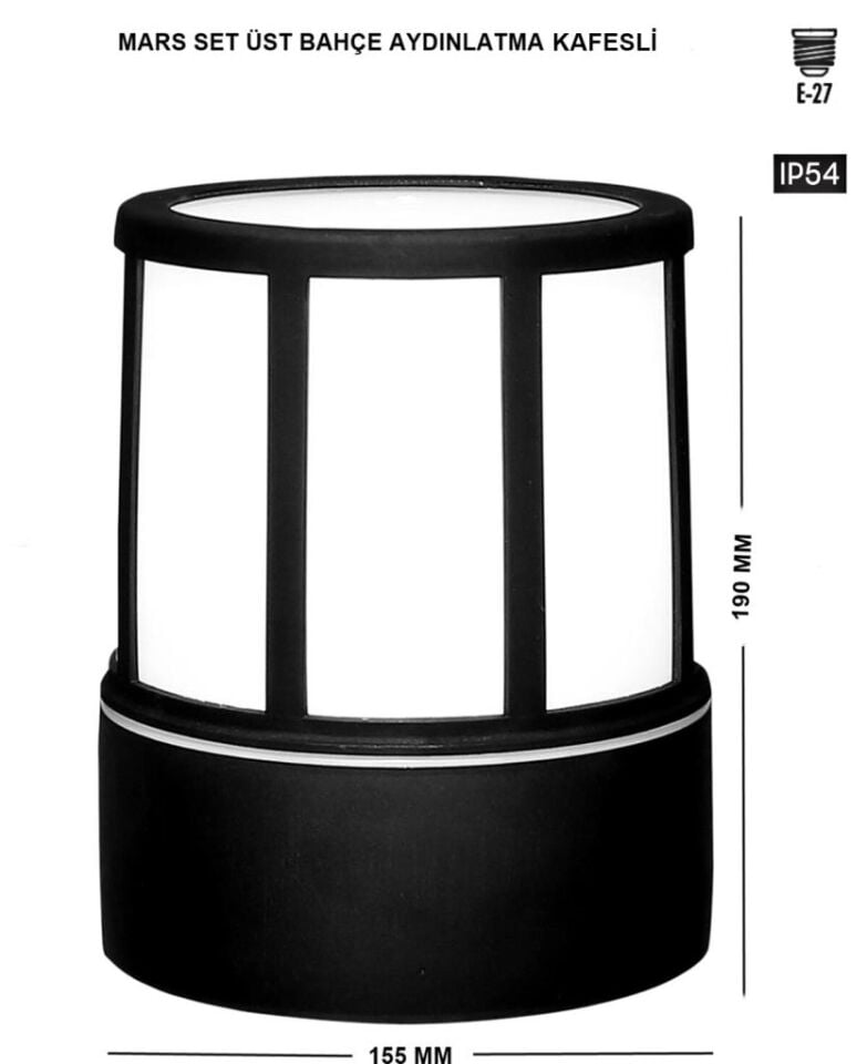 Zita Mars Set Üstü Bahçe Armatürü Kafesli Bahçe Lambaları E27