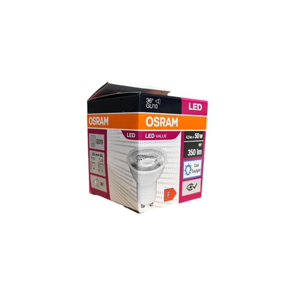 Osram GU10 LED Ampul 4,5W 6500K Beyaz Işık 350 Lümen 36° Dar Açılı Spot Ampul 10'lu Paket