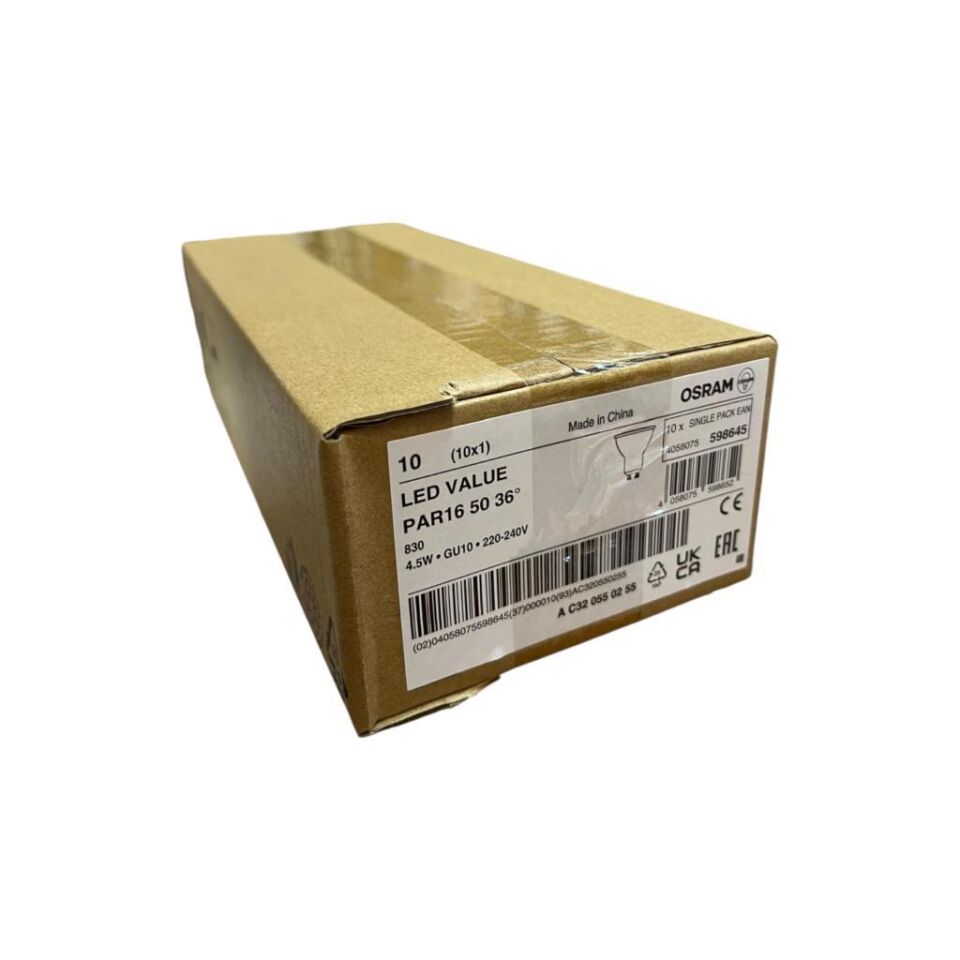 Osram 4,5W GU10 LED Ampul 10'lu Paket | 3000K Sarı Işık | 350 Lümen | 36° Aydınlatma Açısı | Uzun Ömürlü Enerji Tasarruflu Ampul