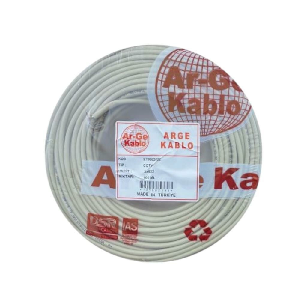 Arge 2+1 Cctv Kamera Kablosu 2*0,22 CCA Aluminyum 100 Metre