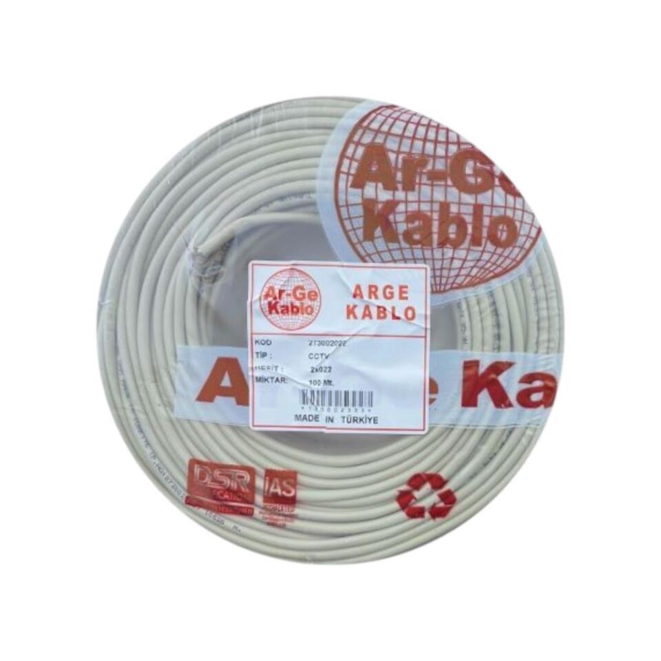 Arge 2+1 Cctv Kamera Kablosu 2*0,22 CCA Aluminyum 100 Metre