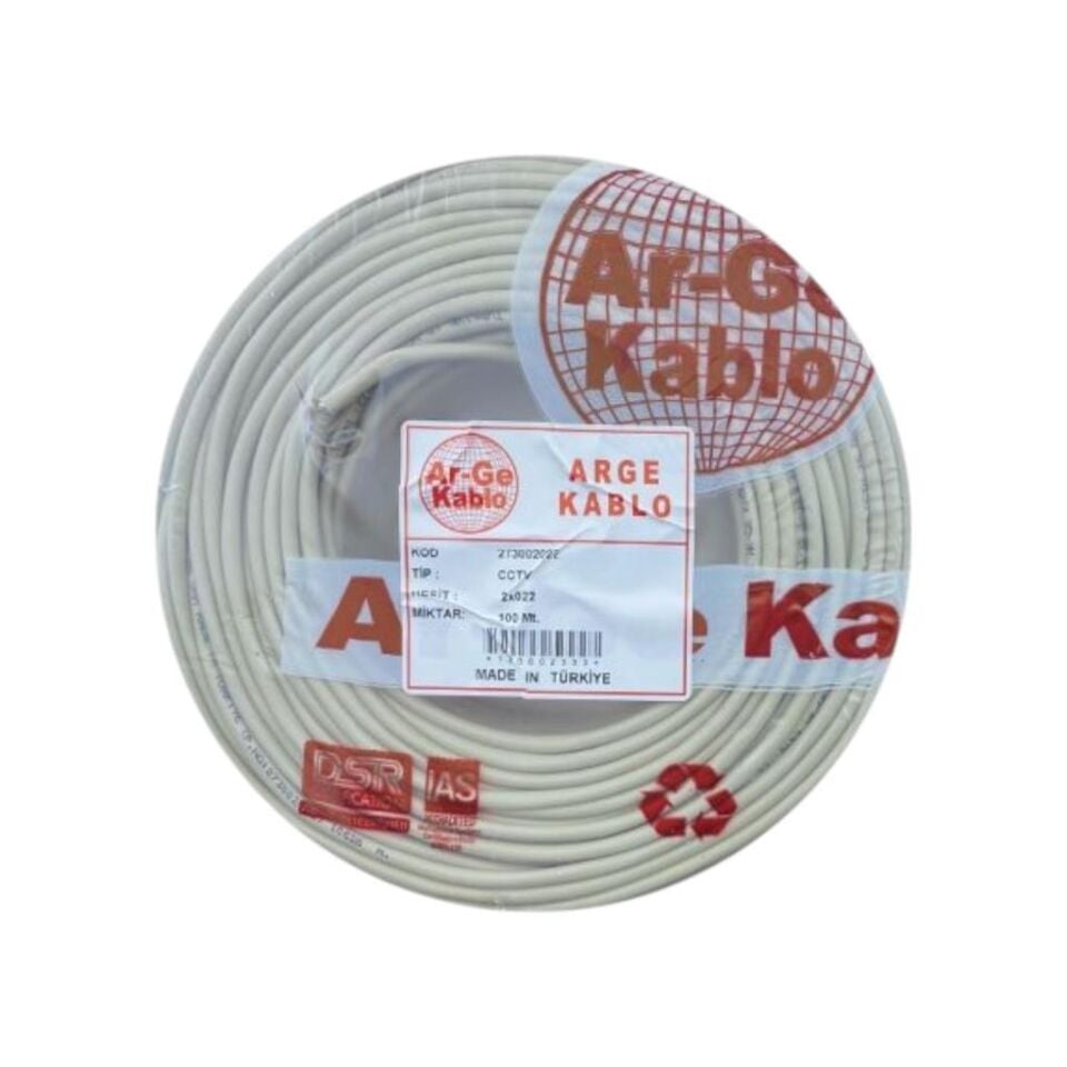 Arge 2+1 Cctv Kamera Kablosu 2*0,22 CCA Aluminyum 100 Metre