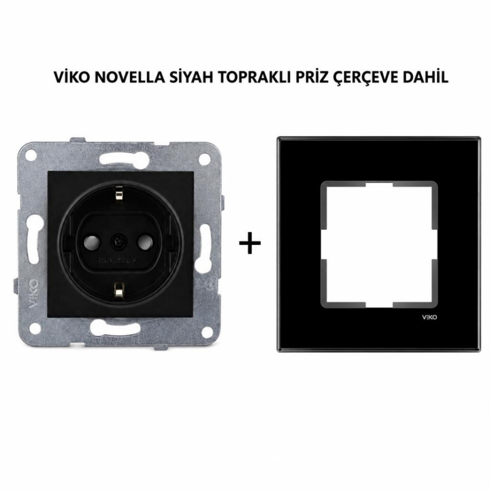 Viko Novella Artline Siyah Topraklı Priz Çerçeve Dahil