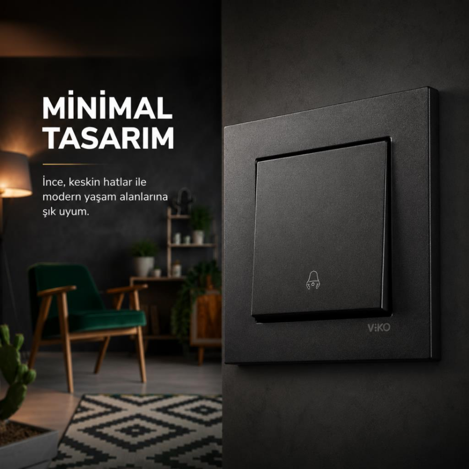 Viko Novella Artline Siyah Topraklı Priz Çerçeve Dahil
