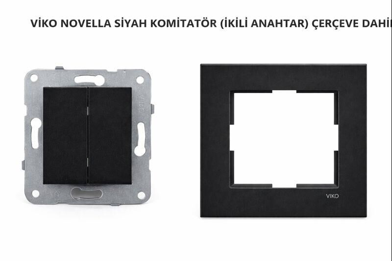 VİKO Novella Siyah Komütatör (İkili Anahtar) | Sıva Altı | 16A 250V | Çerçeve Dahil | 92605502