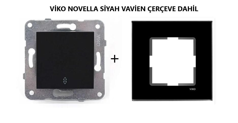 VİKO Novella Siyah Vavien Anahtar | Sıva Altı | 10A 250V | Çerçeve Dahil | 92605504