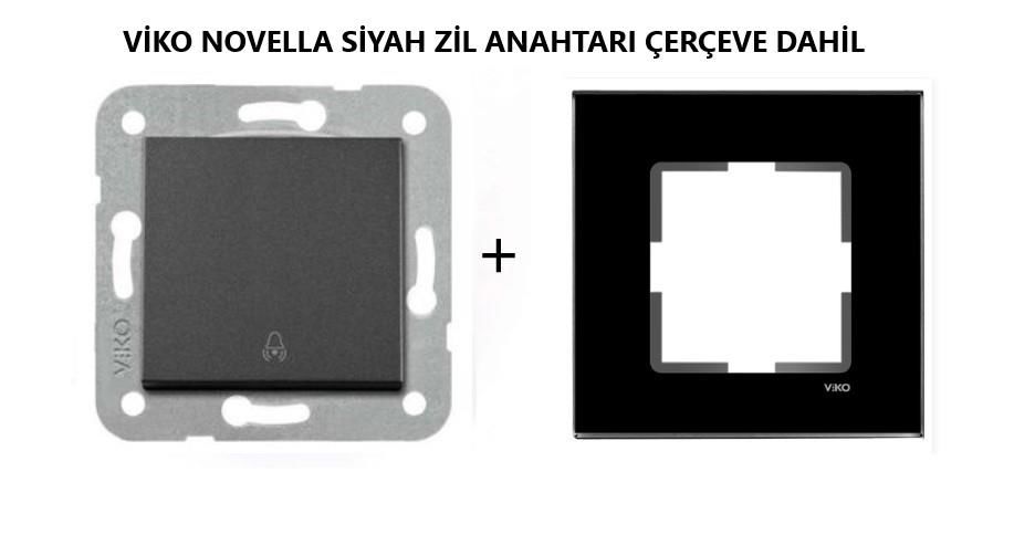 Viko Novella Siyah Renkli  Zil Anahtarı Çerçeve Dahil Siyah