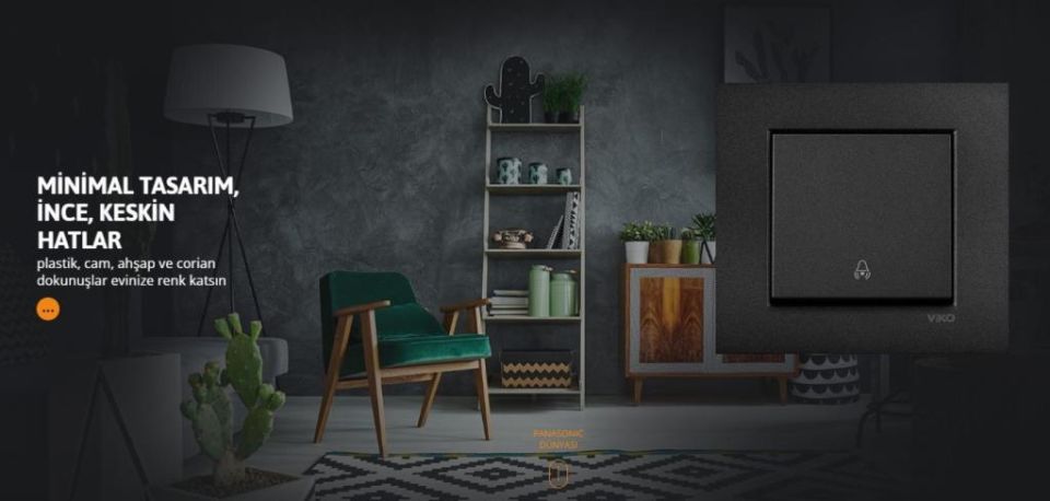 Viko Novella Siyah Renkli  Zil Anahtarı Çerçeve Dahil Siyah