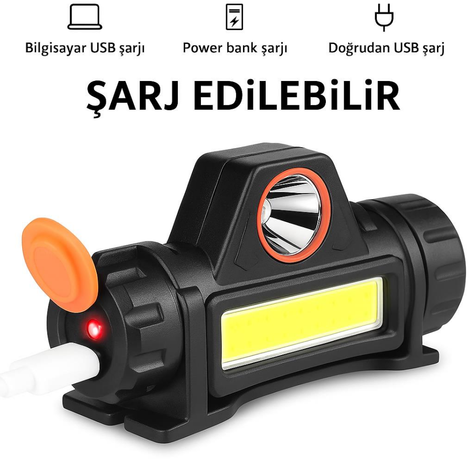 CATA CT-9120 Mir LED Şarjlı Kafa Feneri | 200 Lümen, Döner Başlıklı, Çift Fonksiyonlu, Ayarlanabilir Bantlı, IP44 Suya Dayanıklı